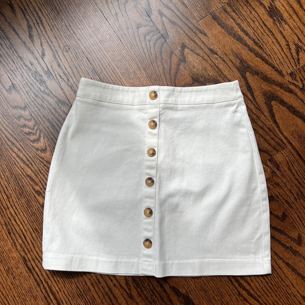 Forever 21 White Jean Skirt